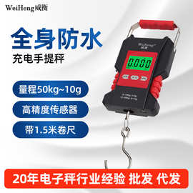 威衡WH-A28防水充电手提电子秤快递买菜摆摊手提秤批发便携弹簧秤