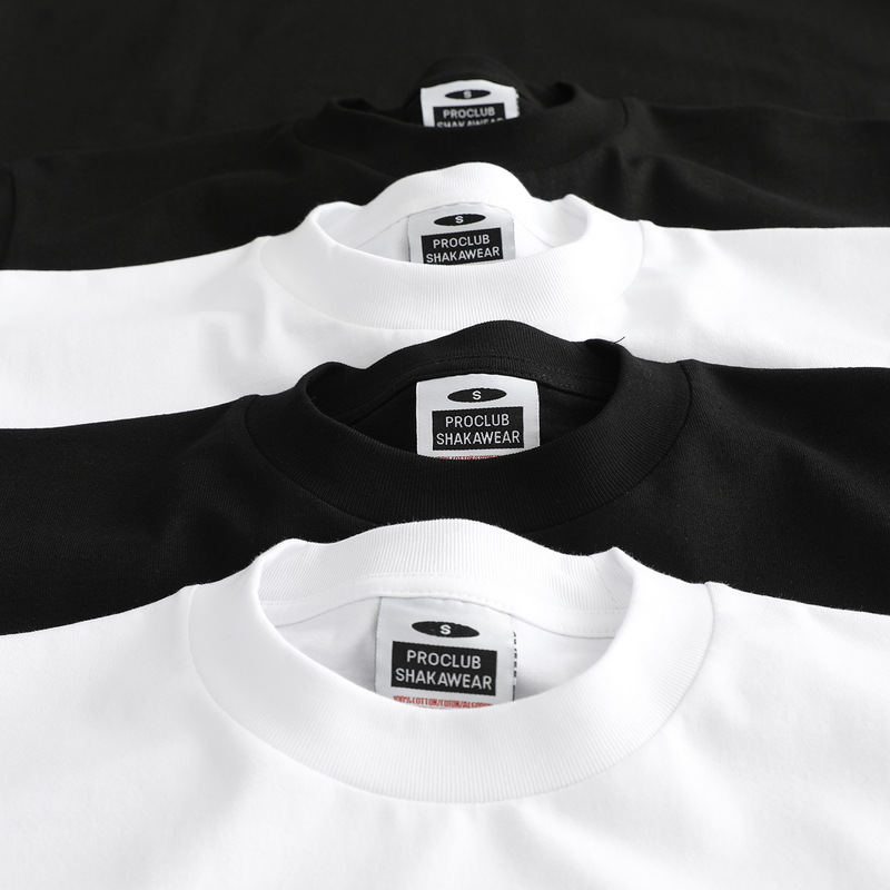 270g Heavyweight American-Style Small-Neck T-Shirt for Autumn and Winter, Men's Pure Cotton Long-Sleeve Loose Solid Color Base Shirt