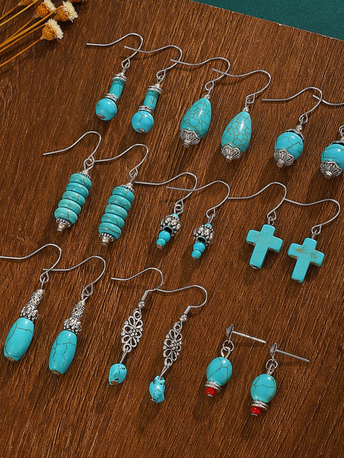 민족 청록색 YUNNAN POINT CUI 귀걸이 재스퍼 워터 드롭 드라이 청록색 귀걸이 올해 인기 국가 스타일 귀걸이