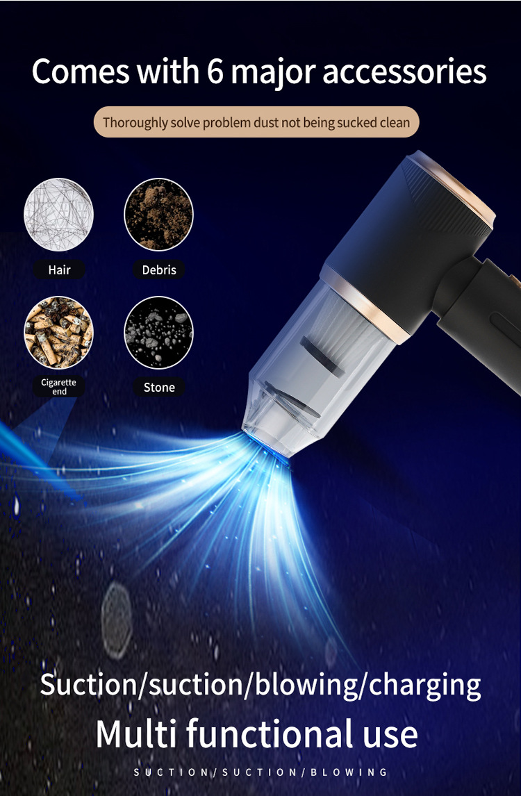 Cross-Border Vacuum Cleaner for Cars, Dual-Purpose Suction and Blowing, Small Mini Handheld Car Vacuum with Strong Suction Power