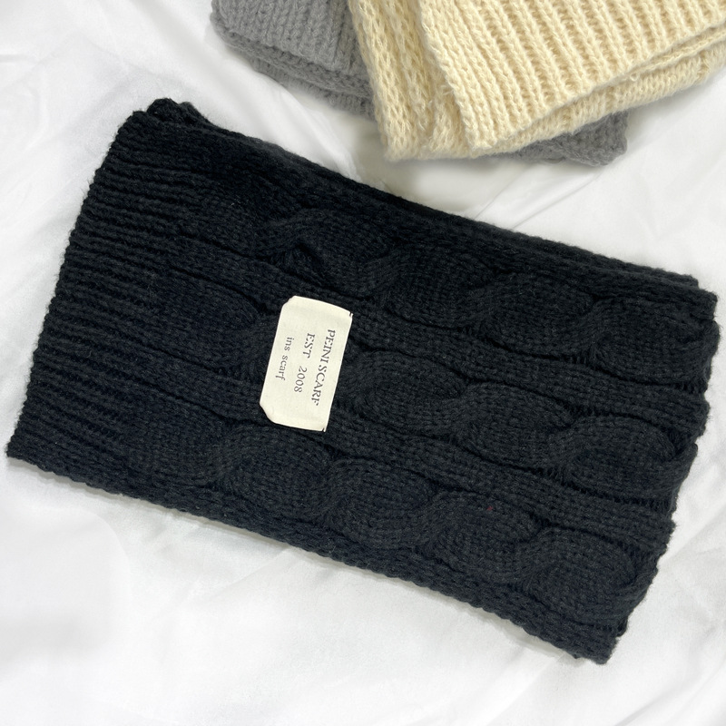 Strickschal Für Damen Und Herren Einfarbig Warmer Winterschal_voghion.com