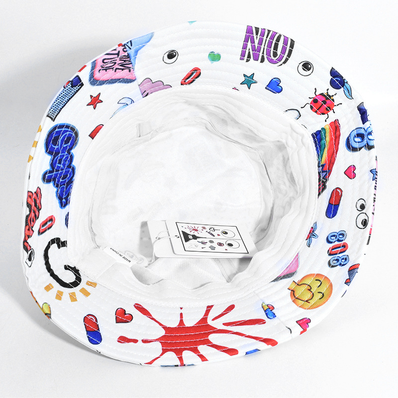 Impreso graffiti sombrero femenino verano protección solar UV pescador sombrero cara cubierta sol sombrero grande