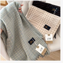 秋冬新款围巾女款小清新小格子时尚百搭保暖流苏围脖气质长款户外