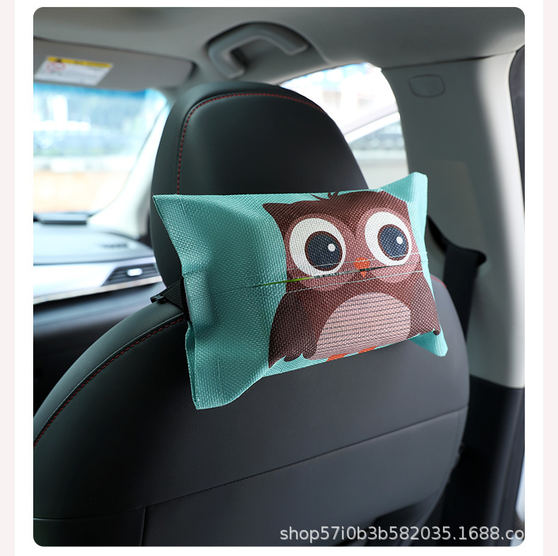 Creative Car Seat Tissue Box Hanging Car Seat Back Draining Cartoon Box Cover Car Interior Decoration Cartoon Cute