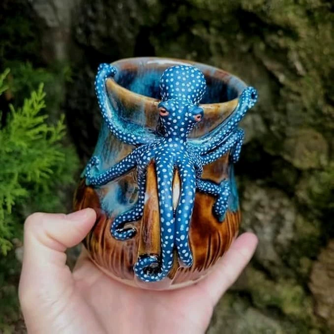 Новая кружка-осьминог Deep Blue от Amazon с резиновым отпечатком Deep Blue Octopus Resin Mark Coffee Cup