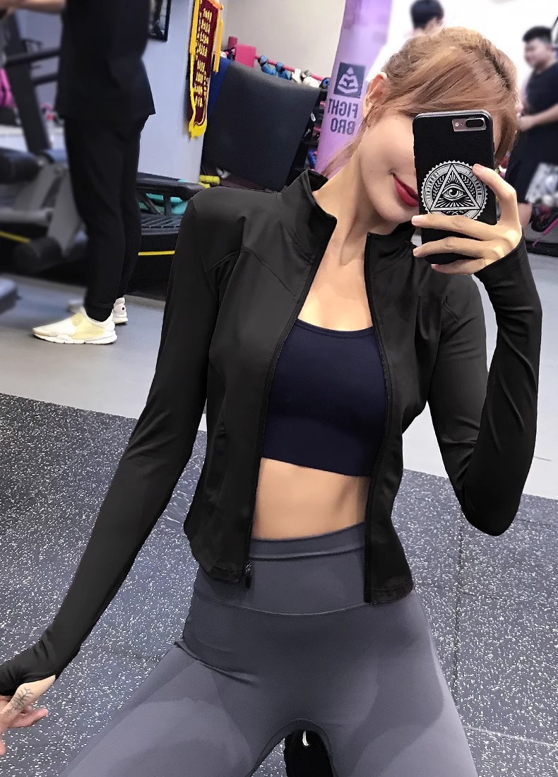Slim-fit Quick-drying Yoga Clothes For Women, Stand-up Collar, Long-sleeved Tight Sports Top, Fitness Clothes For Women_desvips.com