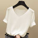 Chiffon short sleeve Ice Silk spring and summer new knitwear women's Korean slim bottoming color collar shirt women's shirt fashion