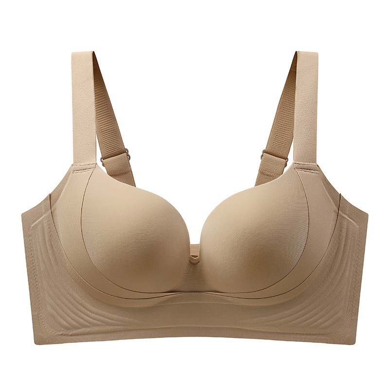 Gran tamaño de ropa interior de látex sin marcas para damas, pecho grande para mostrar un pecho pequeño para evitar la caída de la cola gorda mm delgada sujetador