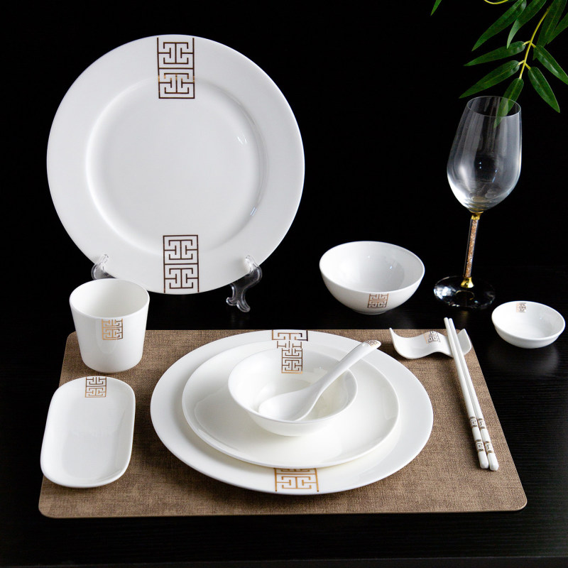 High-Quality Bone China Chinese-Style Hotel Eight-Piece Tableware Set for Restaurant Table Setting, Wholesale Lpω