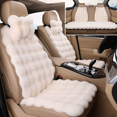 A generation of car cushion winter figure plush cushion plush car cushion wholesale bubble velvet small three thick warm pad (Wool pad) - off-white-car-with-five-seats-2-headrests