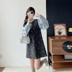 2025秋冬法式香风爱心刺绣背心套装女俏皮减龄背心裙连衣裙两件套