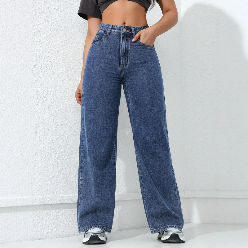 American-Style Wide-Leg Jeans for Women, 2026 Spring New Style, Washed, Loose-Fitting, Slimming, Straight-Leg, Floor-Length Denim Pants Jeans