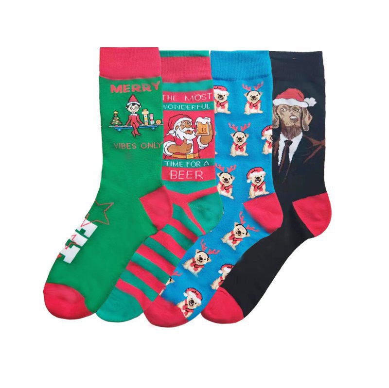 70g Weight Socks Classification Socks Lingerie Type Cotton Fabric Type A Pair Quantity Holiday, Festival Occasion Non-Slip Function Christmas Festival Santa Claus, Dog Pattern All Seasons Season Men's Gender Cartoon Style Style Christmas Cartoon Style Men's Santa Claus Dog Cotton Crew Socks A Pair 3