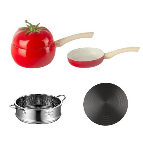 Pink tomato tomato wok, small milk pot, non-stick pot, noodle pot, baby food supplement pot, instant noodles, mini soup pot