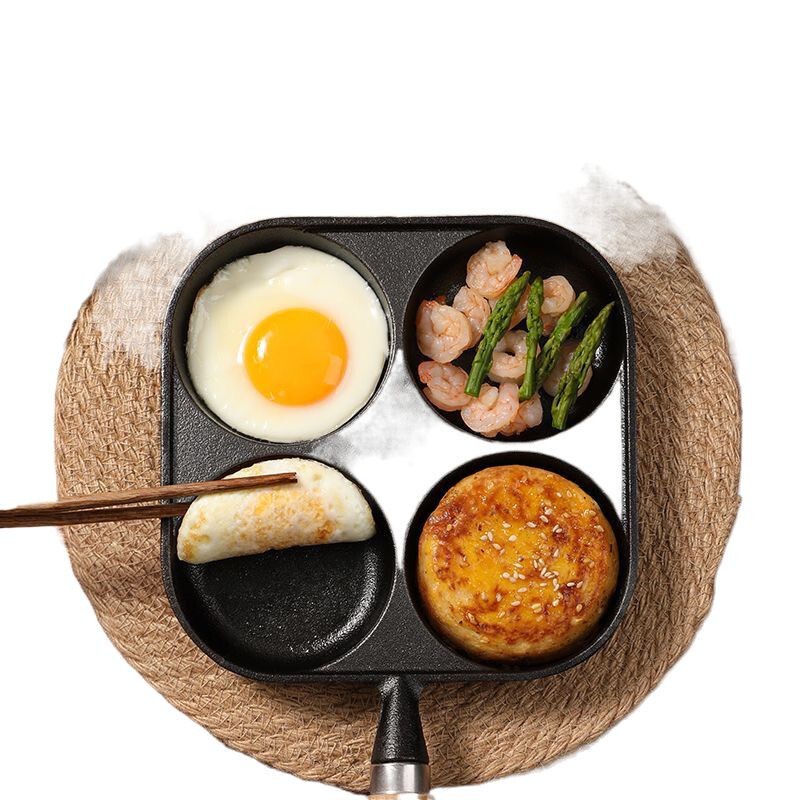 鋳鉄オムレツパンディープバーガーマシン 4 穴卵団子パン新しい家庭用朝食パンコーティングされていないノンスティックパン|undefined