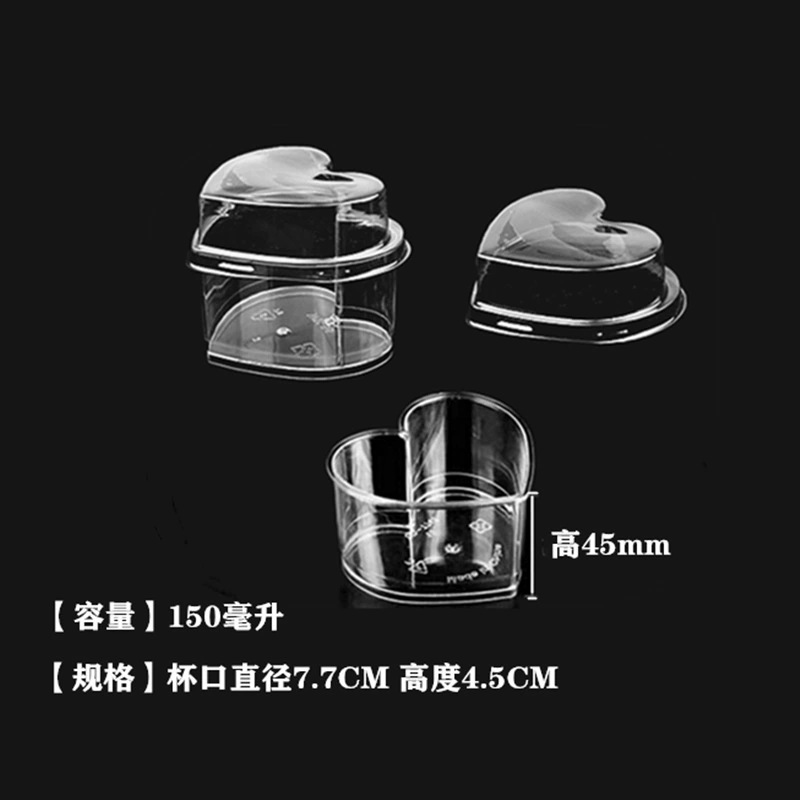 Прозрачный одноразовый стаканчик для десертов и муссов из пищевого пластика PS в форме сердца, 150 мл