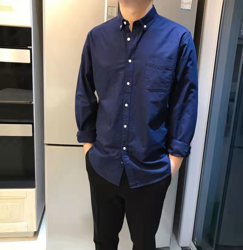 保税倉庫拾い漏れ ~ 竿級ビジネスカジュアル快適オックスフォード紡績純色ストライプ長袖シャツメンズF082018