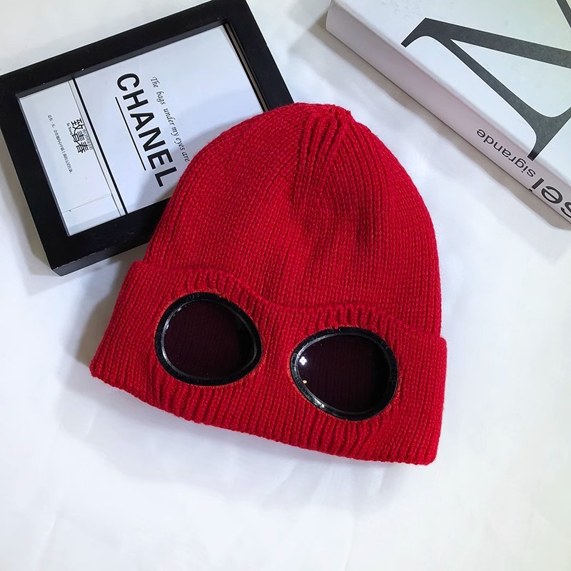 Pilot glasses wool cap-Red