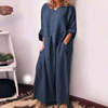 Solid loose dress, wish, Amazon, European style, cotton and linen