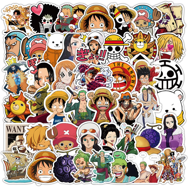 Cross-border 50 non-repeating One Piece stickers personalized creative decoration notebook stationery hand account diy stickers