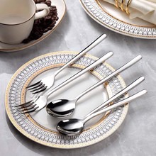不锈钢韩式勺子叉子套装家用西餐叉西餐勺高颜值儿童吃饭调羹汤勺