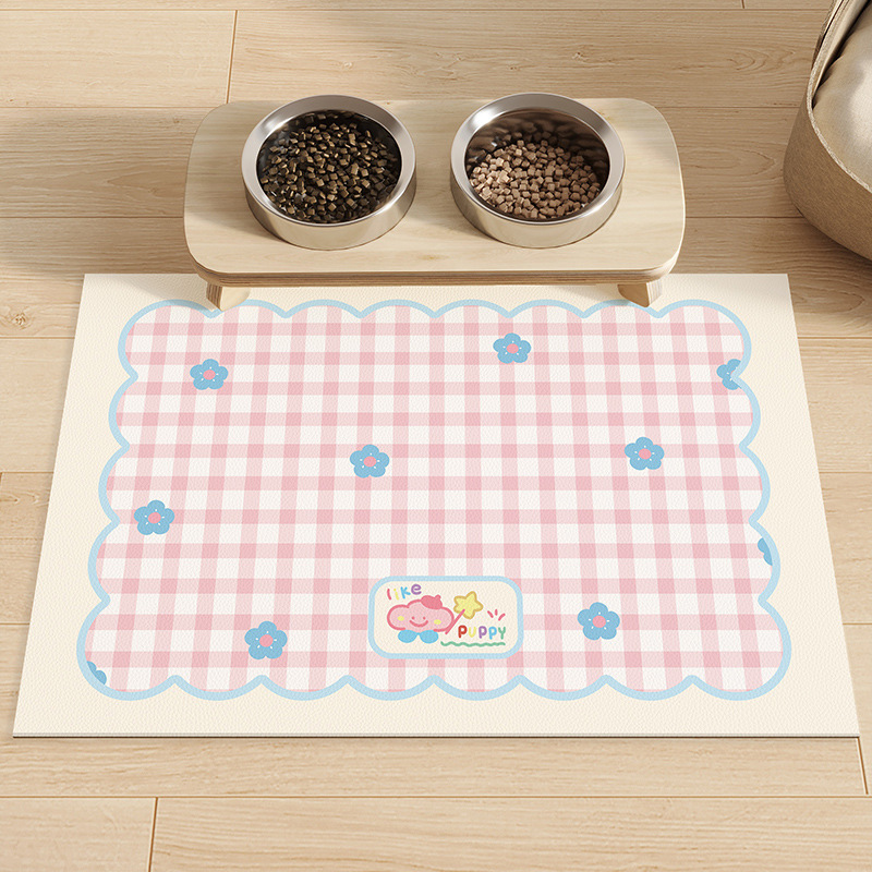 Cartoon One-Touch Clean Pet Placemat Pvc Pet Cat and Dog Water-Absorbent Splash-Proof Placemat Washable Non-Stick Hair Pet Mat
