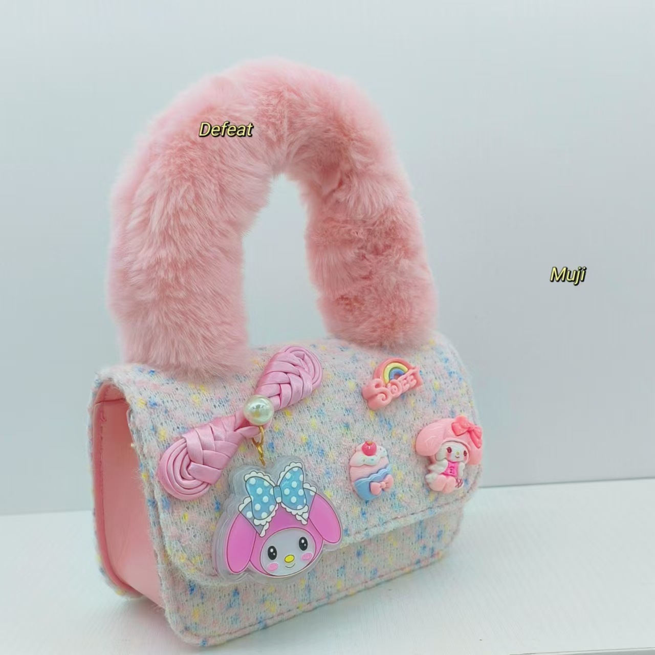 Bolso de peluche de estilo nacional, bolso de hombro para niños, bolso de cambio para niñas, bolso de moda, bolso cuadrado