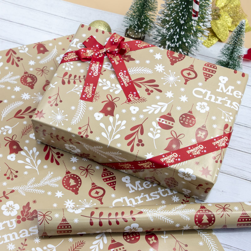 Nuevos productos creativos 10 hojas al por mayor día de Navidad día de Año Nuevo regalo caja de regalo papel de embalaje de papel de Navidad de color artesanal