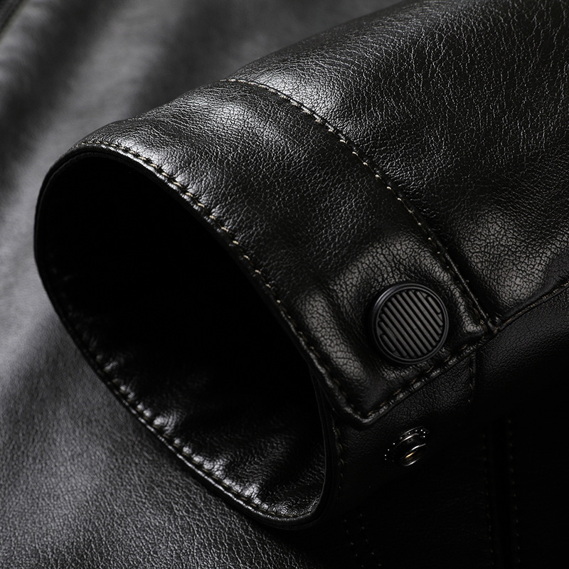 Chaqueta de cuero de hombre, chaqueta de cuero suave, invierno y otoño, vello con tapa gruesa, chaqueta de cuero de lana de mediana edad.