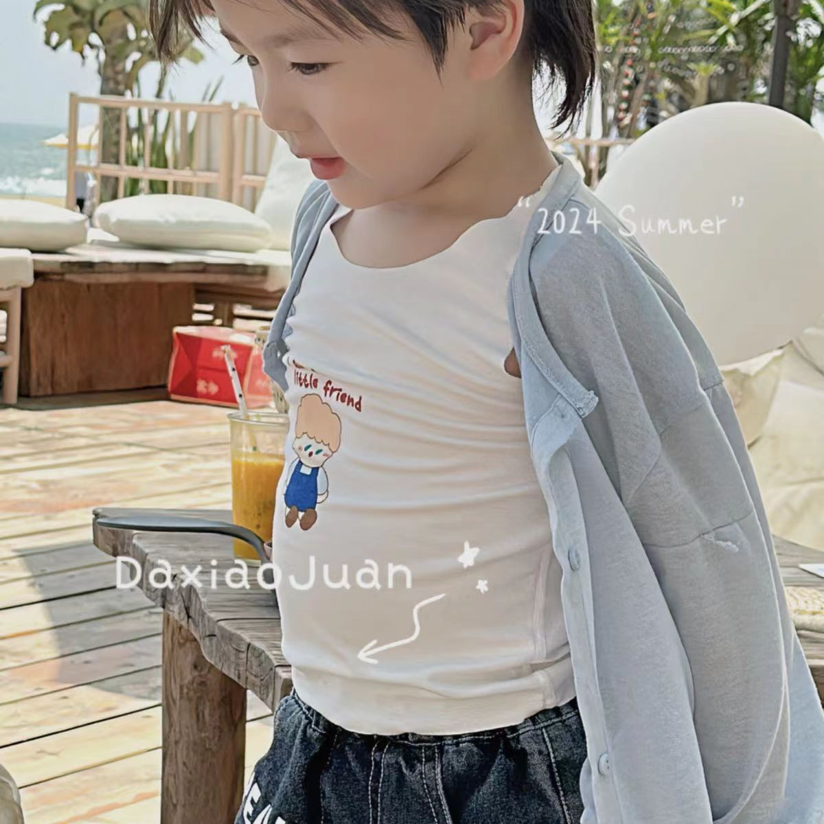 남학생과 여학생의 선 스크린 의류 여름 새로운 한국식 어린이 탑 에어컨 의류 얇은 여성 라이트 카디건 코트