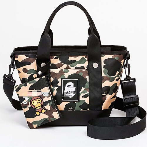 Japanese magazine accessory: Comfortable Ape Camo Tote Bag & Wallet – 2-Piece Set in Cute Japanese-Korean Style for Women