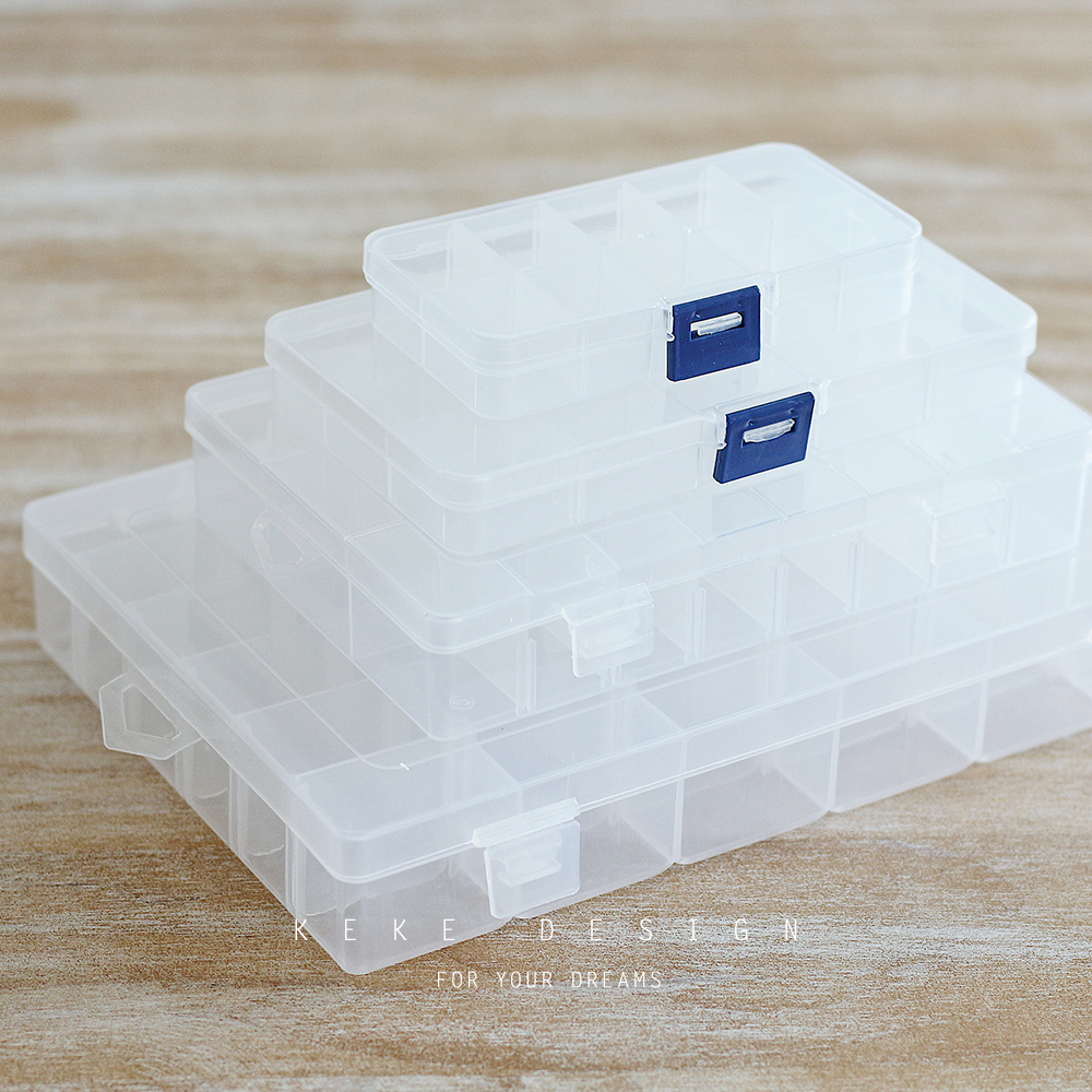 2N透明储存盒有盖可拆塑料三层收纳箱工具盒8/10/15/24格整理箱药