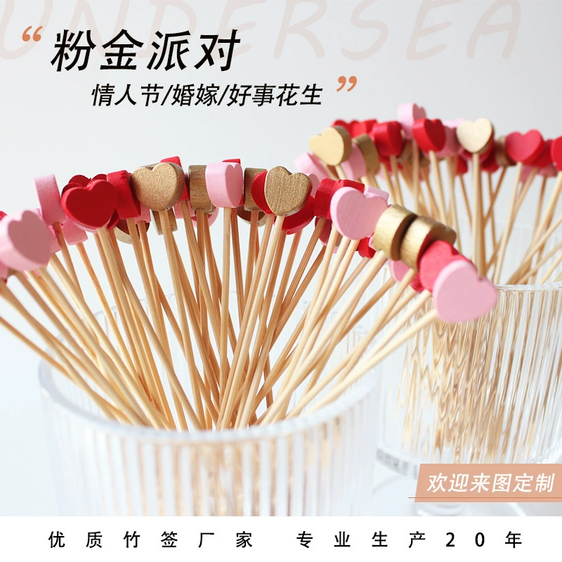Декоративные шпажки для Дня святого Валентина, шпажки с конфетами из ивы, шпажки для коктейлей в форме сердца, шпажки для бургеров, разноцветные сердечки, золотые сердечки