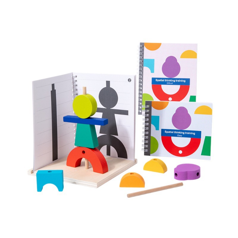Niños 3D construcción de bloques de construcción de espacio de proyección tridimensional acertijos de educación temprana sombra emparejamiento juguetes de madera al por mayor