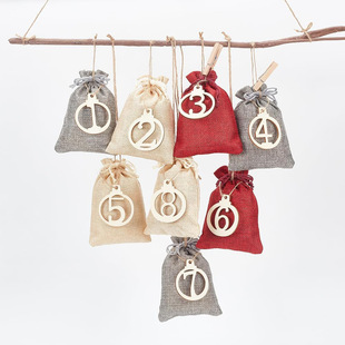 New Christmas Gift Bag Set Countdown Calendar with Digital Tag Gift Bag Christmas Drawstring Pocket