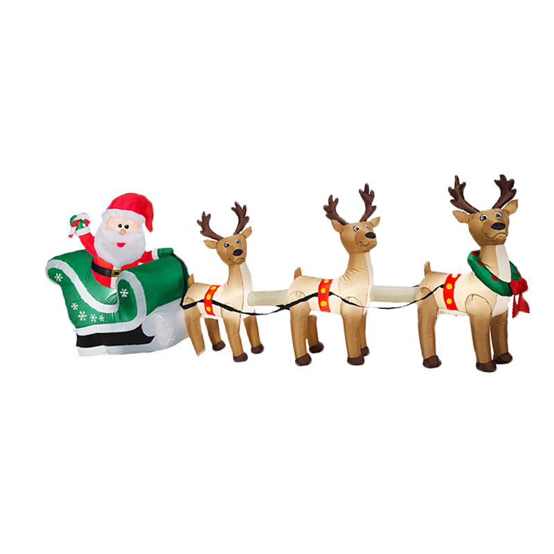 节日装饰拉鹿圣诞老人充气模型 户外庭院布置卡通气模 批发