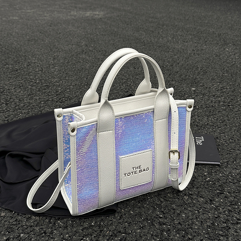 Baigou Bolsa al por mayor bolso de mano portátil femenino 2023 transfronterizo nuevo nicho lentejuelas contraste color hombro bolsa de mensajero