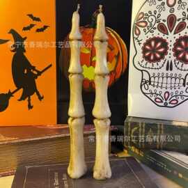 跨境工厂批万圣节指骨造型燃烧石蜡蜡烛氛围装饰摆件万圣节装饰
