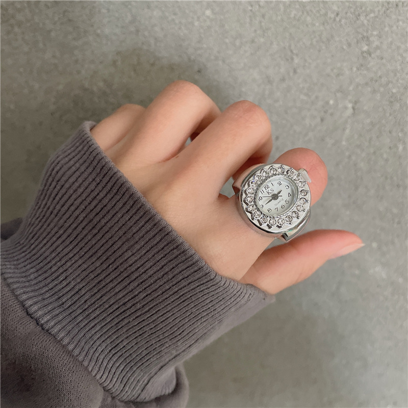 Silver Full Diamond Round Watch