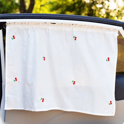 Ins car sun protection heat Car curtains - embroidery-cherry-curtain