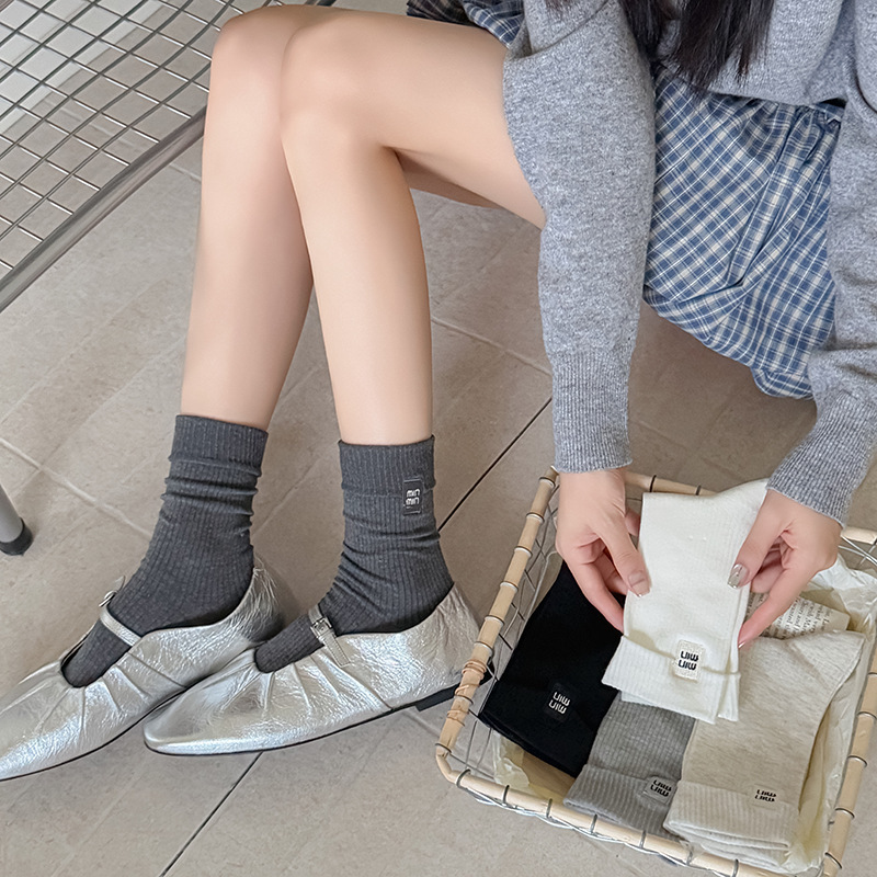 灰色袜子女ins风秋季韩式薄堆堆袜潮网红款显瘦百搭无骨白色长袜|undefined