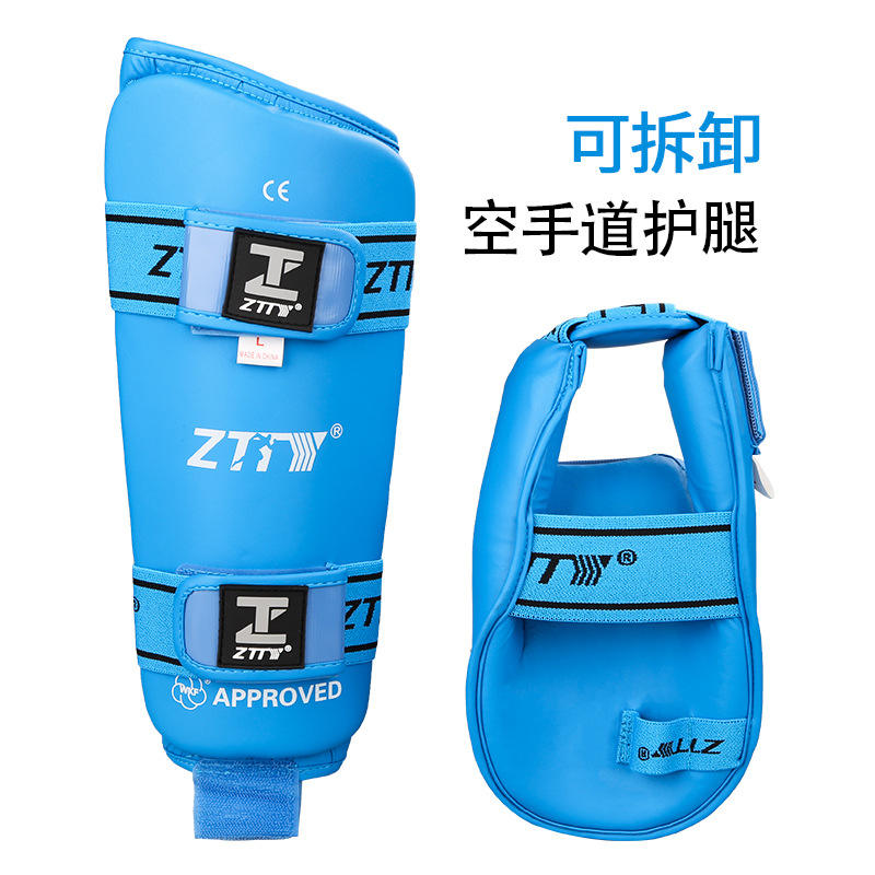 ZTTY karate protector de pierna de una pieza protector de pierna multi-funcional desmontable karate protector de la espina protector de empeñe protector de pierna al por mayor