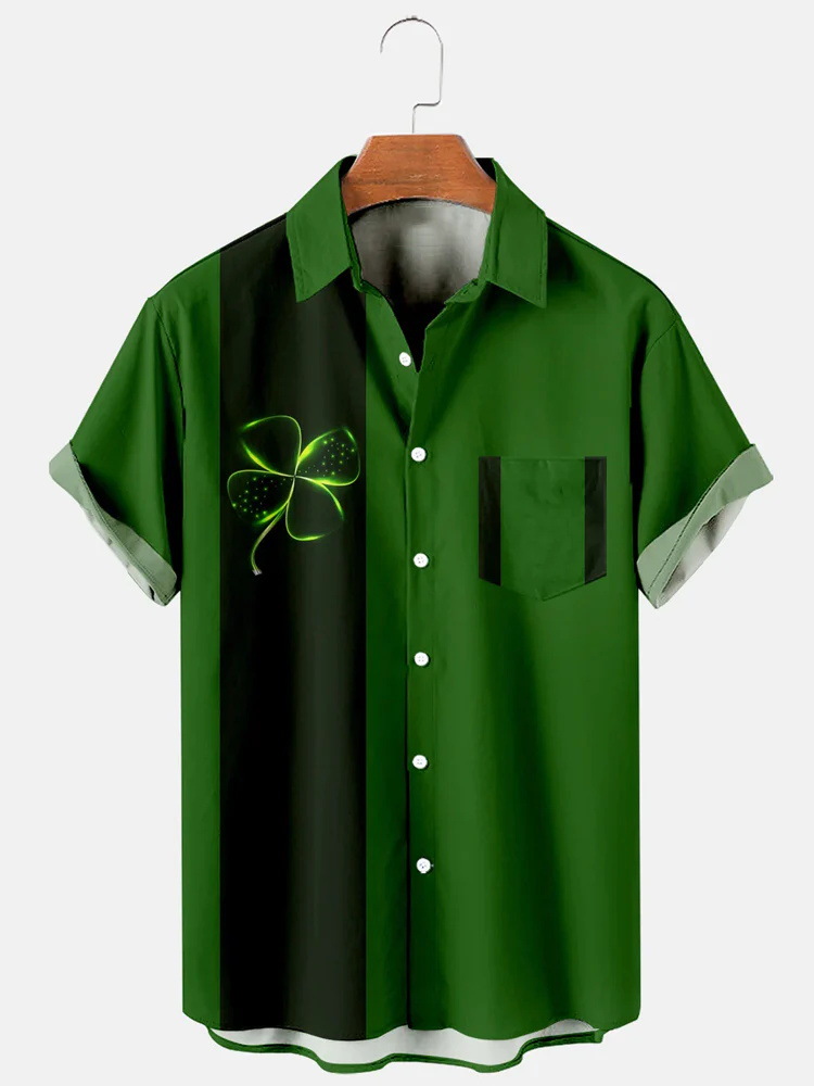 Estación independiente transfronteriza verano nueva camisa impresa digital para hombres tendencia de moda top hawaiano de solapa de manga corta