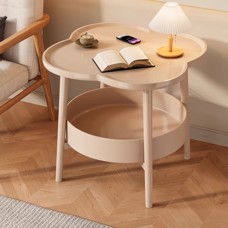 Modern Simple Light Luxury Cream Style Side Table Internet Celebrity Small Table Coffee Table Movable Bedroom Bedside Table Sofa Side Cabinet