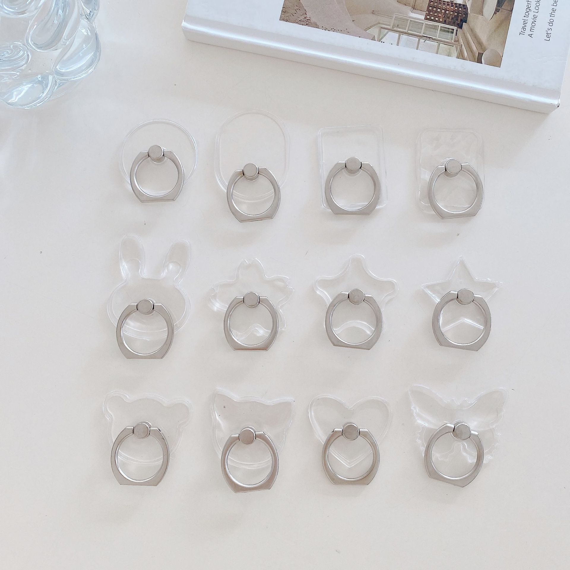 Supporto per telefono in metallo, creativo, in cristallo acrilico trasparente per PC_voghion.com