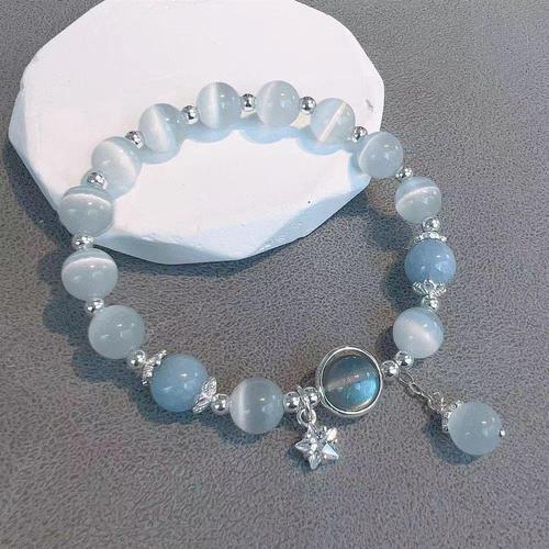 Cat's Eye Stone Butterfly Bracelet for Women - Ins Inspired Unique Design, Gray Moonlight Charm, Versatile and Trendy, Perfect Gift for Students