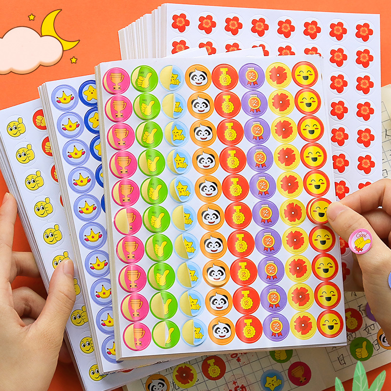 Pegatinas de recompensa para niños pegatinas de alabanza Escuela primaria jardín de infantes pequeña flor roja estrella de cinco puntas pulgar pegar pequeñas pegatinas sonrisa