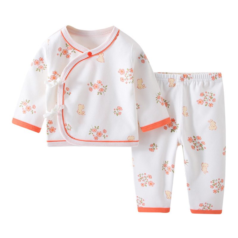 Outerwear Intimates, Kidsren's Close-Fitting Autumn Clothes and Long Trousers Set, Baby Pure Cotton Separate Clothes, Newborn Baby, Class a Short-Sleeved