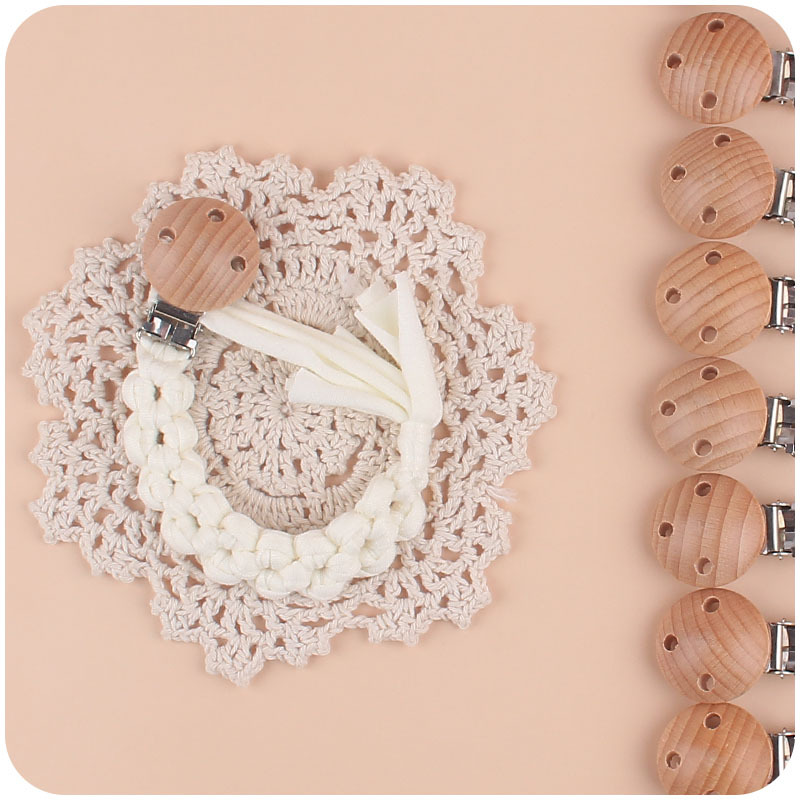 Nuevo bebé suministros haya chupete clip DIY bebé creativo hecho a mano flor algodón tejido chupete cadena