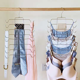 不锈钢衣架可折叠晾衣架多功能内衣收纳架家用无痕防滑8层衣架